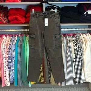 ASOS design black acid wash cargo jeans size 30” x 32”